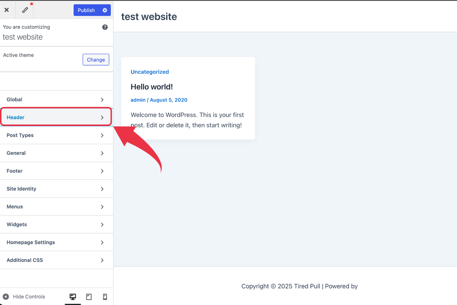 Access Header Settings